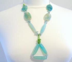 Blue Agate Wire Coil Necklace