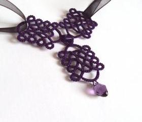 Gothic Purple Lace Necklace