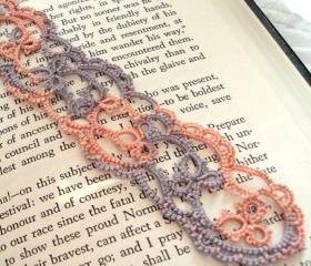 Shell Pink And Antique Violet Lace Bookmark