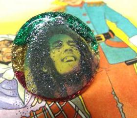 BOB MARLEY statement glitter resin ring, ooak