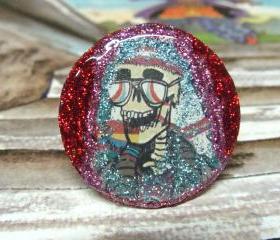 GRATEFUL DEAD glitter resin ooak psychedelic ring