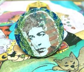 BOB DYLAN glitter resin ring ooak