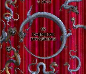 Chinese Dragons Images - Digital Clip Art for Scrapbooking, Birthday Card Making and More