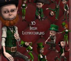 Irish Leprechauns Digital Clip Art for Scrapbooking, Card Making, St Patrick's Day and More