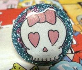 SWEET SKULL glitter resin ooak handmade ring