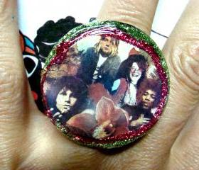  FOREVER 27 CLUB glitter resin ooak ring