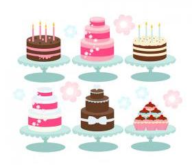 Cake clipart - cakes, bakery, cupcakes, birthday candles, pink, brown, blue digital clipart for personal and commercial use
