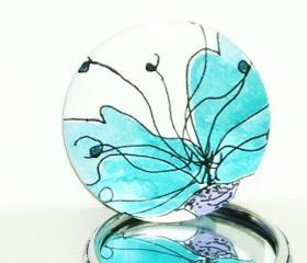 Pocket mirror stunning Blue floral