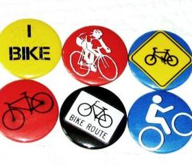Bike, bicycle, I Bike Fridge magnets by Badge Bliss Set of 6 refrigerator magnets