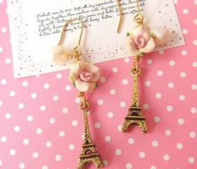Amour Pour Eiffel Earrings - 14K Gold-filled, Mini 3D Eiffel Tower