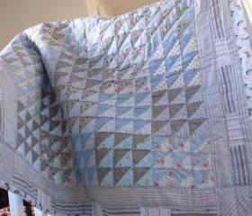 Patchwork quilt baby quilt blue quilt lap quilt wall hanging