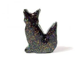 Black Fox Figurine with Rainbow Glitter 