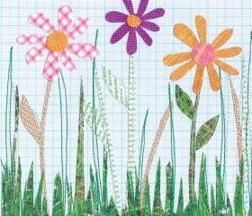 SALE Set of 2 Greetings Cards - Flowers and Flying birdy