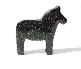 Black Dala Horse Figurine with Rainbow Glitter 