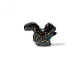 Black Squirrel Figurine with Rainbow Glitter 
