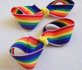 Mini Bow Infinity Loop Pair - Rainbow