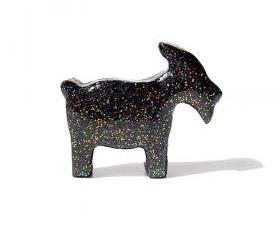 Black Goat Figurine with Rainbow Glitter 
