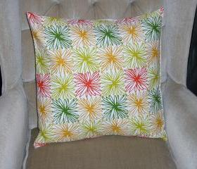 Decorative Accent Pillow Cover - 18 x 18 - Tangerine Orange, Cream, & Green Colored Floral Contemporary