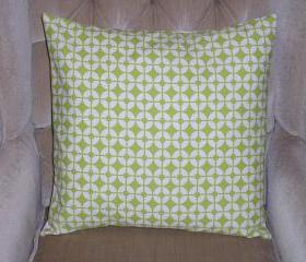 Decorative Accent Pillow Cover - 18 x 18 - Green & Cream Colored Contemporary Pattern