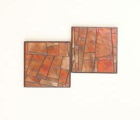 Coasters Handmade Paper Golden Stained Glass