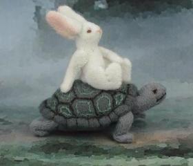 The Tortoise and the Hare fabric miniature