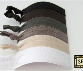 Hair Ties - Set of 6 - Ultimate Neutrals Collection - Elastic Hair Ties - Sweet Petites