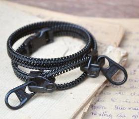 Mens bracelets, zipper jewelry, black wristband, industrial style, 2012 accessories.
