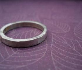 mens ring hammered silver band Unisex - Sale
