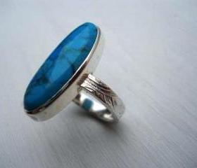 turquoise ring oval turquoise silver ring