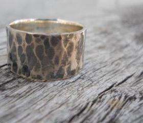 Wide rustic hammered band Unisex