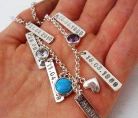 Mothers day gift silver charm bracelet personalized customized