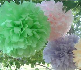 Party decorations. tissue paper pom poms