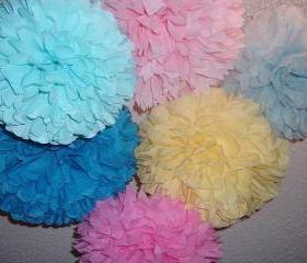 Birthay decorations. 7 tissue paper poms