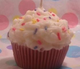 Cupcake Candle With Real Candy Sprinkles Lilac Scented Soy Wax