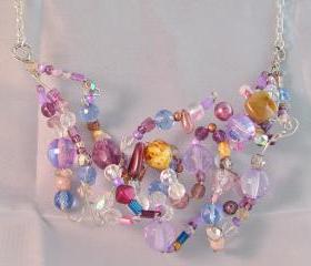 Wire Necklace and Earring Set, Beautiful Free Style Beaded Wire