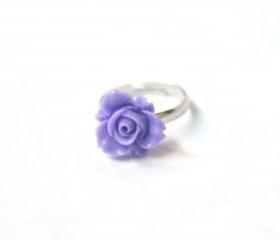 Purple flower ring adjustable