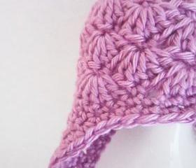 Baby Girl Shell Earflap Hat - Newborn Photo Prop