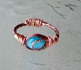 Ring size 7.5 - Copper Wire Wrapped OOAK Art Ring
