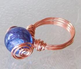 Ring size 7 - Twisted Copper Wire Wrapped OOAK Art Ring