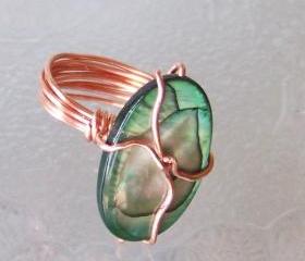 Ring size 7 - Twisted Copper Wire Wrapped OOAK Art Ring