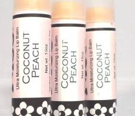 Coconut Peach Lip Balm, Handmade, tropical flavor, moisturizing