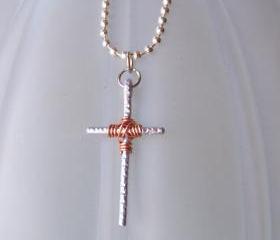 Simpe Cross Pendant and silver plated ball chain