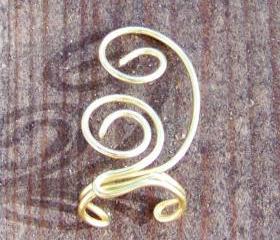 Ear Cuff - Swirls Solid Brass Wire Wrapped
