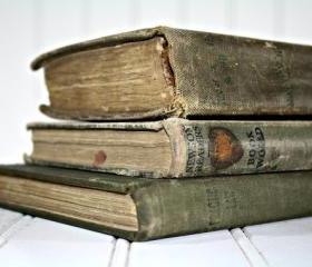 Vintage Stack of Books / Vintage Olive Green Books