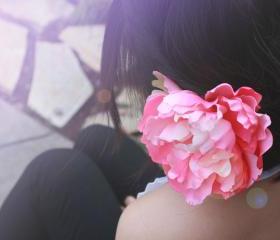 pink peony hair clip 'Peaches n Dreams'