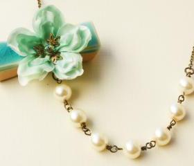 sea foam cherry blossom necklace