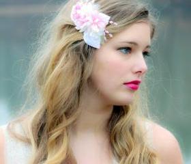 pink flower hair comb, cherry blossom flower hair