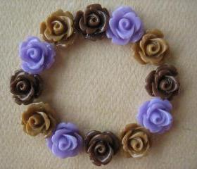 12PCS - Mini Rose Flower Cabochons - 10mm - Resin - Lilac, Latte and Brown - Cabochons by ZARDENIA