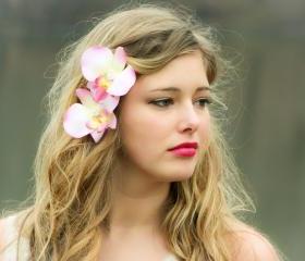 pink orchid flower hair clips, orchid flower hair clip