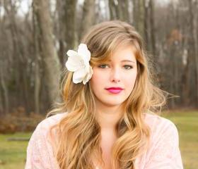 wedding accessories, bridal hair clip, Ivory magnolia wedding flower hair clip